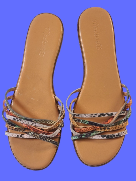 Madewell Shoes - Madewell Slide Sandals Sz 9 Multicolor Rainbow Snake Print Leather BOHO Flats